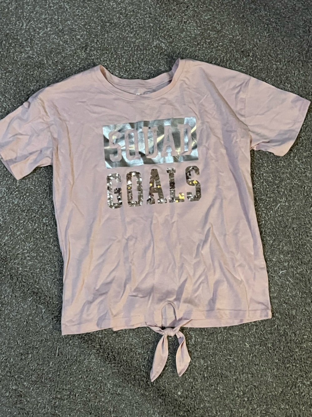 The Children's Place Light Pink 'SQUAD GOALS' Tie-Front Short Sleeve Tee - Picture 2 of 3
